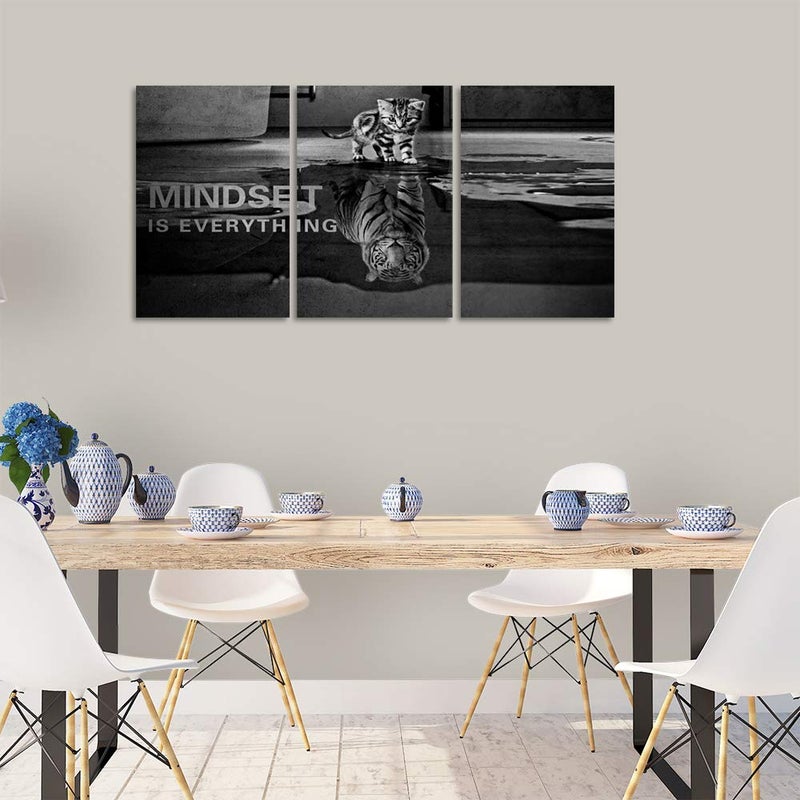 Yetaryy Inspirational Canvas Wall Art Large 3 Pieces Motivational Wall Art Picture Mindset is Everything Wooden Framed Artwork Entrepreneur Quotes Inspiration Wall Decor Painting Picture Wall Ar Hang, - Image 4